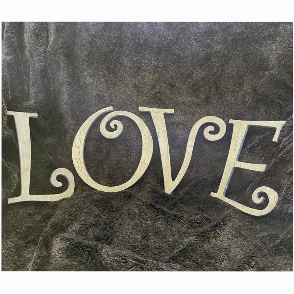 Wall Art: LOVE Decor with White Crackle